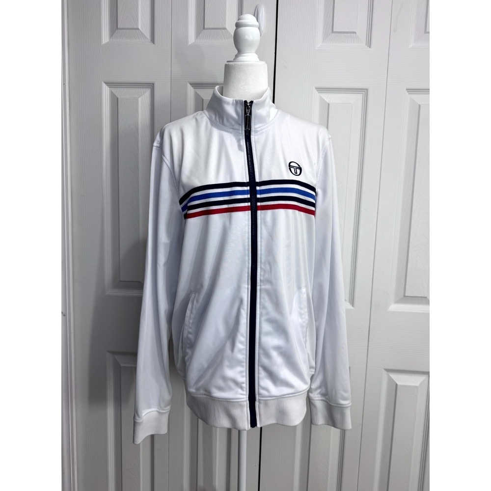 Sergio Tacchini New Varena Track Jacket Men's Large White Long Sleeve Full Zip
